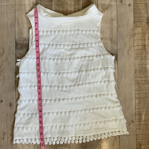 J Crew White Cotton Pom Pom Lace Sleeveless Shell Vintage Inspired Top  SZ 8 - Picture 12 of 14